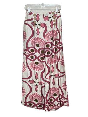 Benaar LA Wide Leg Palazzo Pants Sz S Pink Floral Boho Resort High Rise NWT